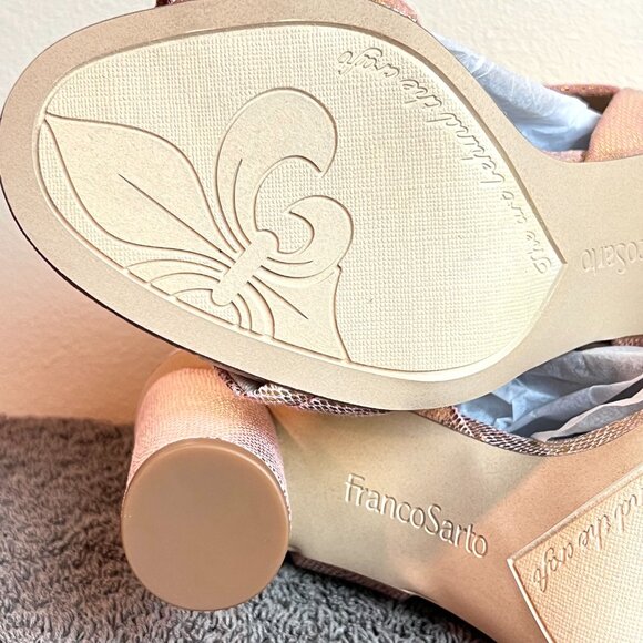 Franco Sarto Womens Size 7 7M Osmina Rose‎ Gold Block Dress Heel Sandals Shoes - Picture 10 of 14